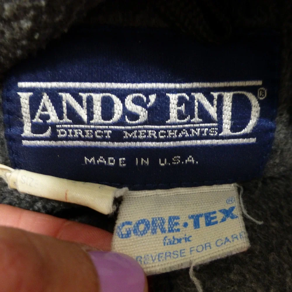 Vintage Lands End Gore-Tex Squall Jacket Mens Large Red Grey Fleece Lined USA
